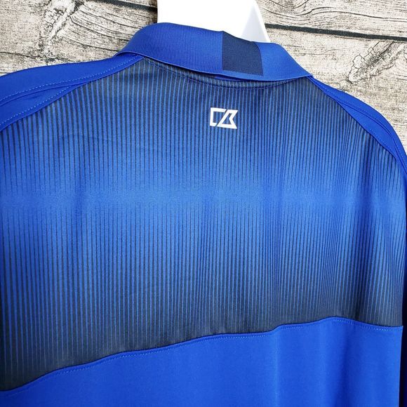 Cutter & Buck CB DryTec Blue Polo Shirt Moisture Wicking Short Sleeves Sz 2XT - Picture 4 of 10